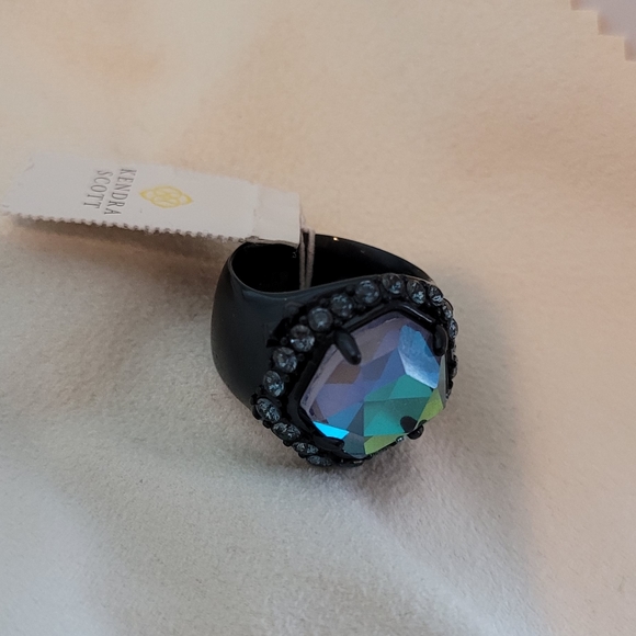 NWT Kendra Scott Statement Ring Indigo Dichroic Navy Gunmetal size 7 - Picture 7 of 7
